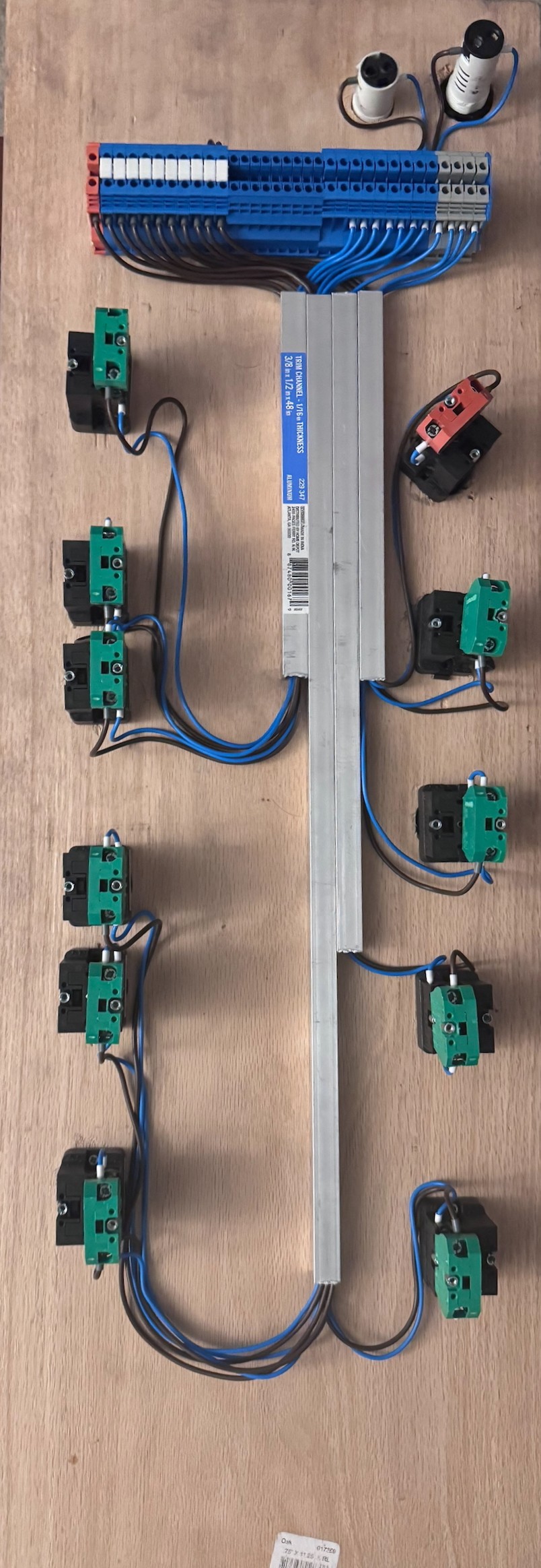 Siemens S7-1200 PLC wiring panel with terminal blocks