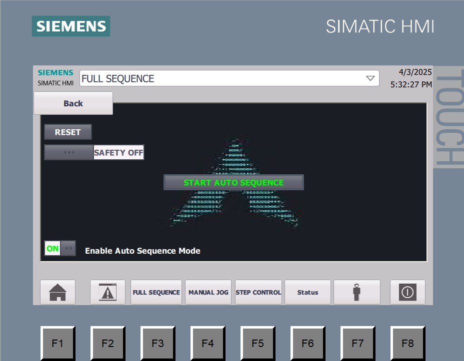 Full Auto Sequence HMI Screen